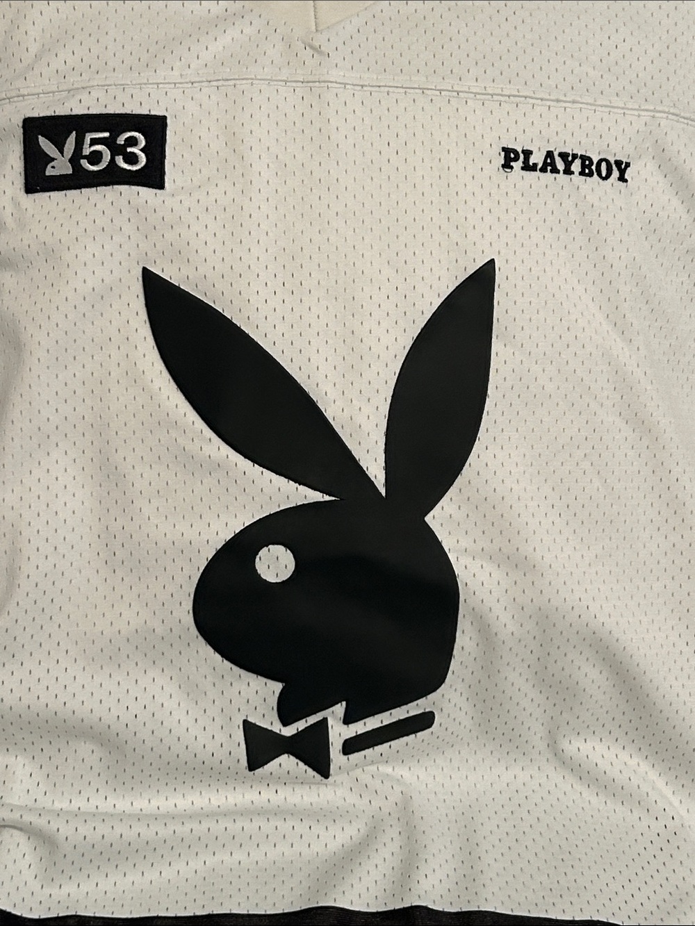 PLAYBOY by Pacsun Jersey with Black Bunny and Silver Stripes - Picture 3 of 5